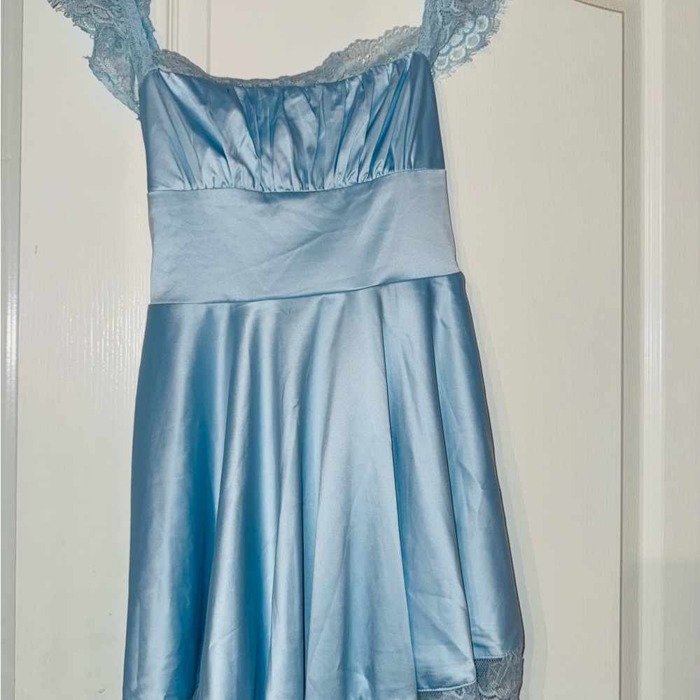 SHEIN Light Blue Satin Maxi Dress